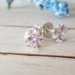 4mm Sterling Silver CZ stud earrings, Cubic Zircon